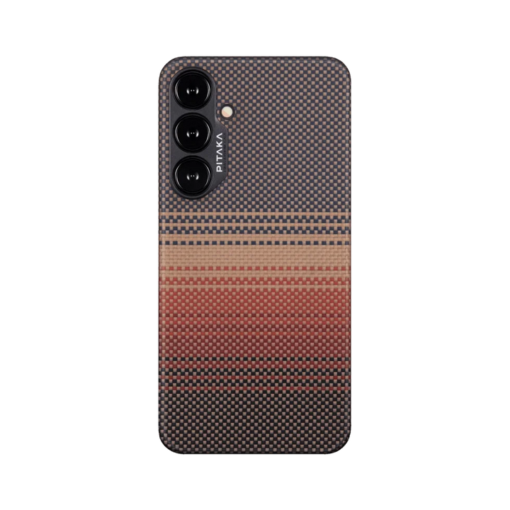 Задняя часть чехла Galaxy S24 Plus Sunset от Smartworld с узором заката и текстурированной поверхностью.