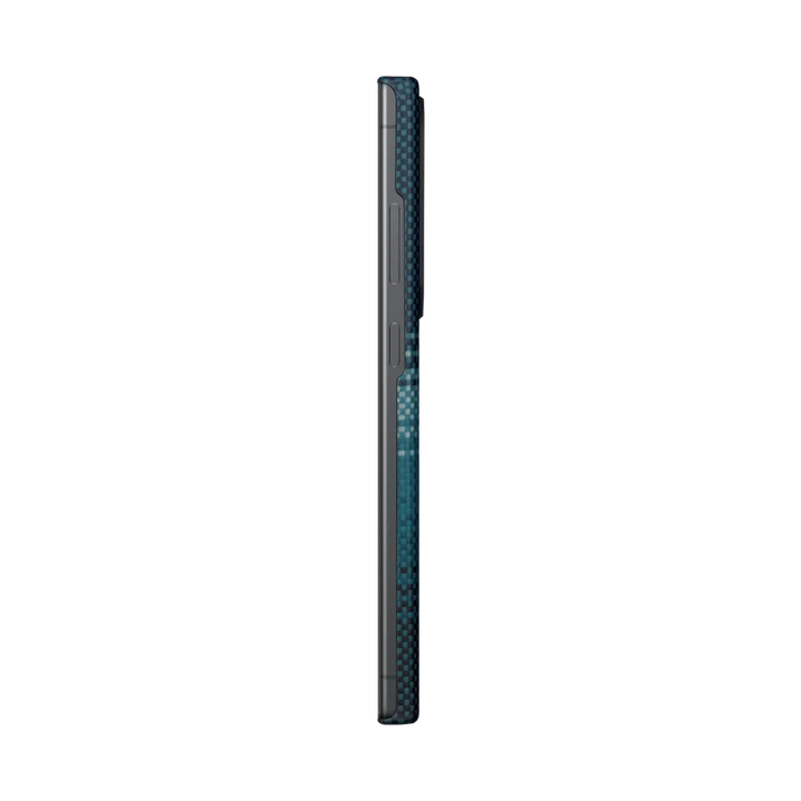 Тонкий боковой вид чехла Smartworld Moonrise для Galaxy S24 Ultra с синим градиентом, демонстрирующий изящный и защитный дизайн.