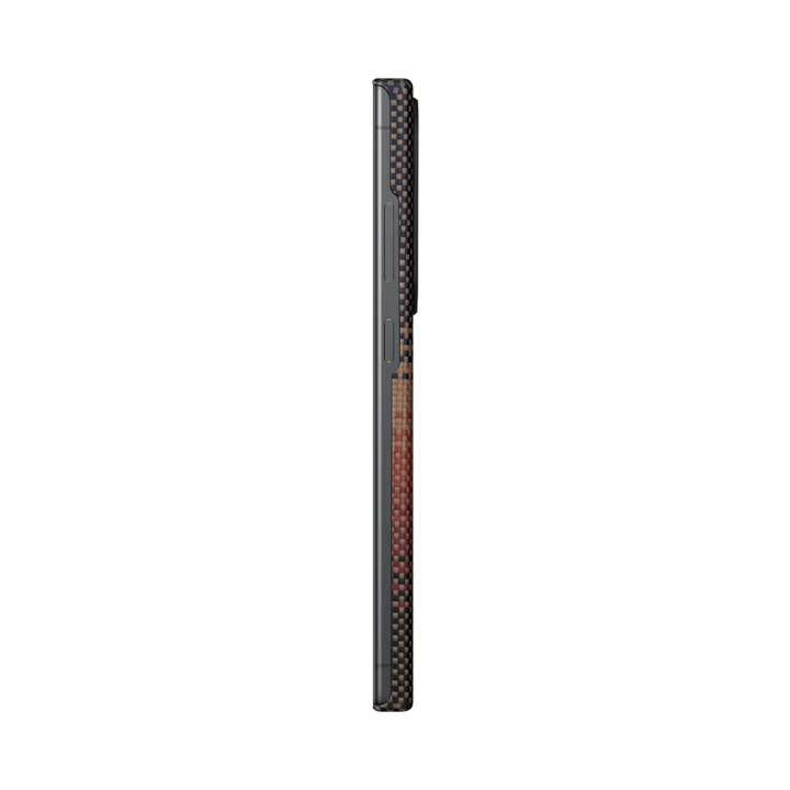 Тонкий боковой вид чехла Galaxy S24 Ultra Sunset от Smartworld с плавным градиентом в стиле заката.