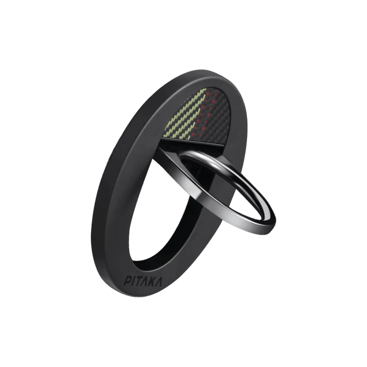 Аксессуар MagEZ Grip 2 от Smartworld с цветным акцентом из карбона и металлическим кольцом для удобного использования смартфона.