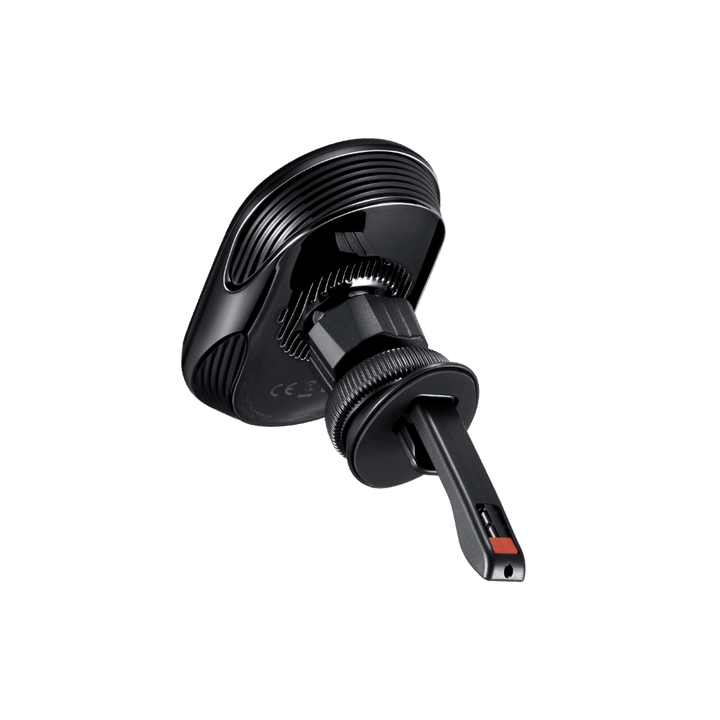 Задний вид черного магнитного держателя Pitaka Car Mount Pro 2 с зажимом для крепления на воздуховод автомобиля.